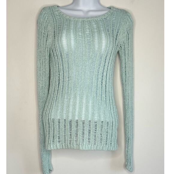 Milly New York Open Knit Sweater Women’s Small Mint Green Italian Yarn - Picture 1 of 7